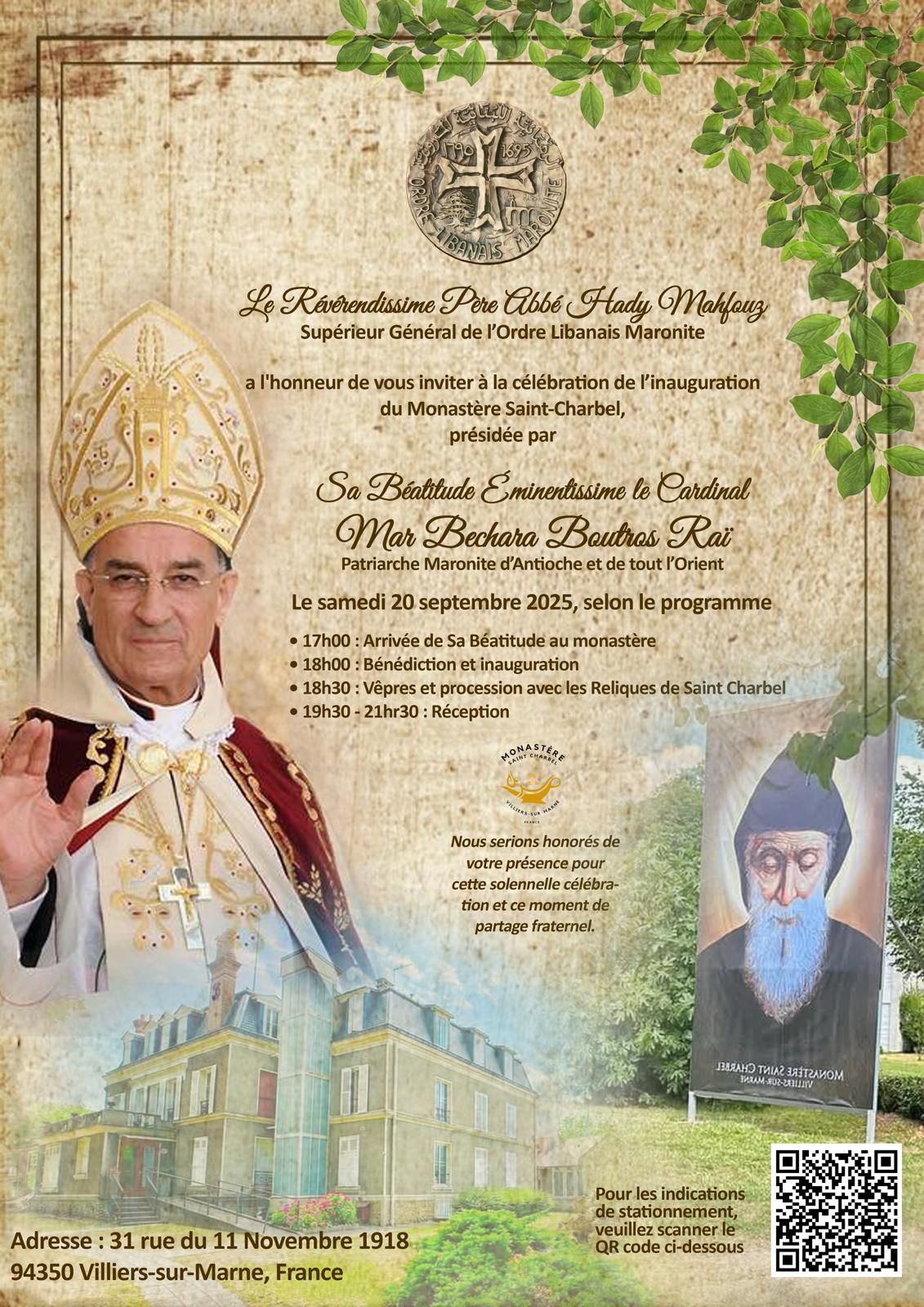 الراعي الى باريس لتدشين دير مارشربل